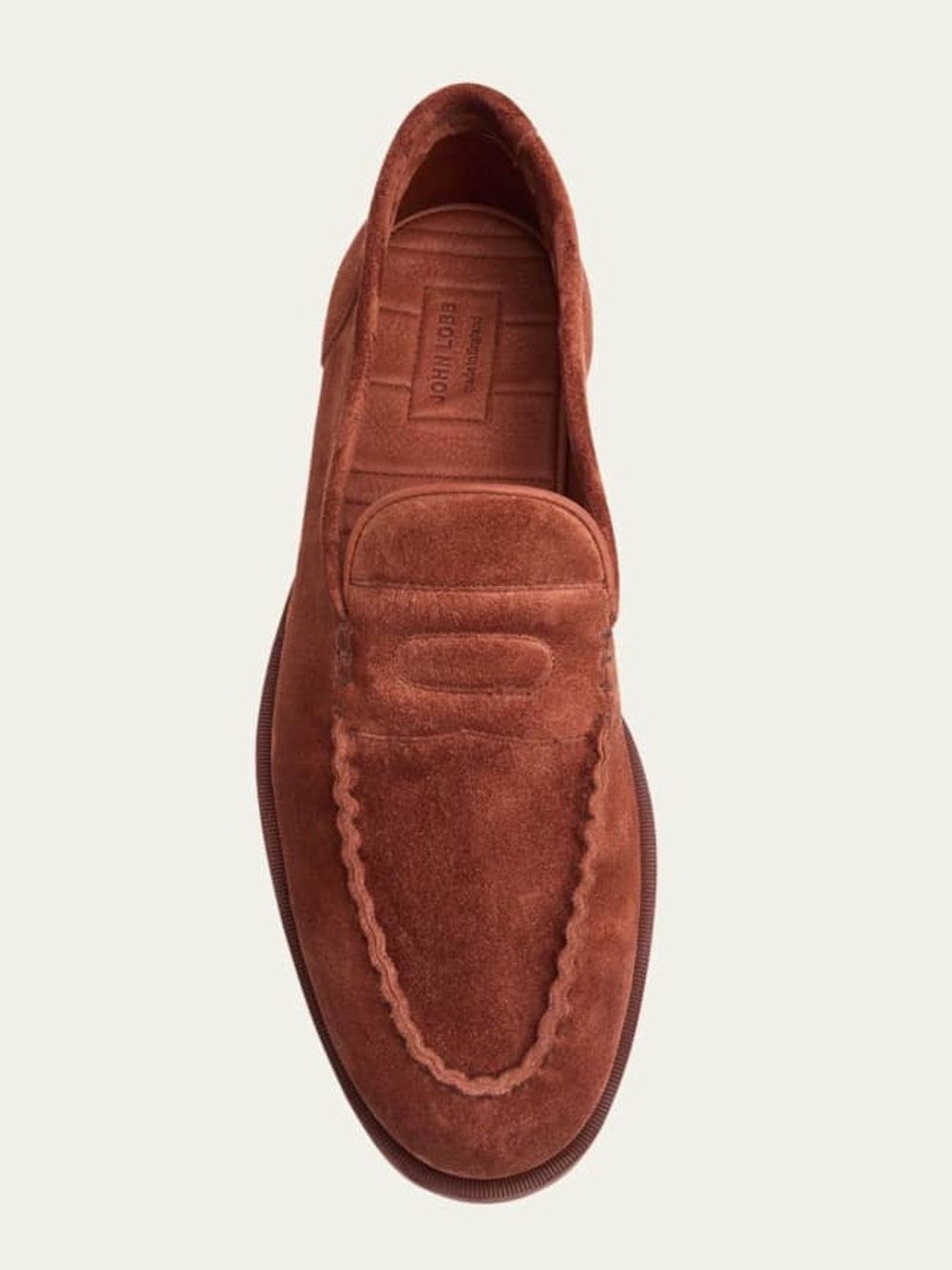 John Lobb Men's Pace Suede Penny Loafers in Mahogany Brown NWOB